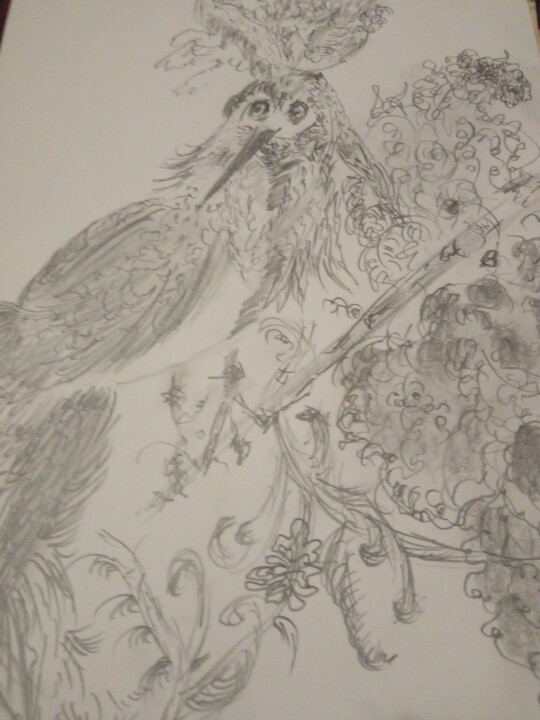 Oiseau imaginé 图画, 17.7x13 in