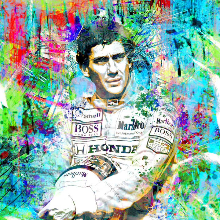pop art Street art célébrité 1-Ayrton senna 数字艺术, 39.4x39.4 in