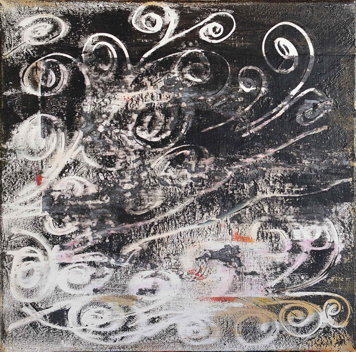 Schilderij getiteld "Whispers of the Void" door Iliana Ovtcharova, Origineel Kunstwerk, Acryl Gemonteerd op Frame voor houte…