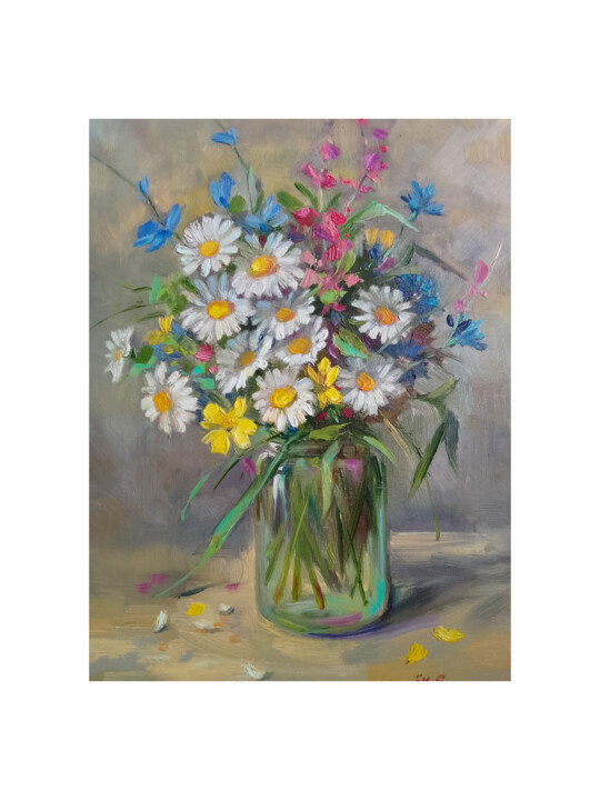 Pittura intitolato "Painting Wildflower…" da Svetlana Semiletova, Opera d'arte originale, Olio
