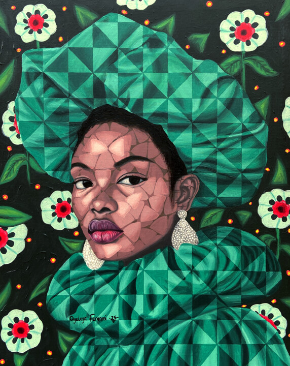 Painting titled "Embrace Nature 6" by Feranmi Oyeleye, Original Artwork, Acrylic