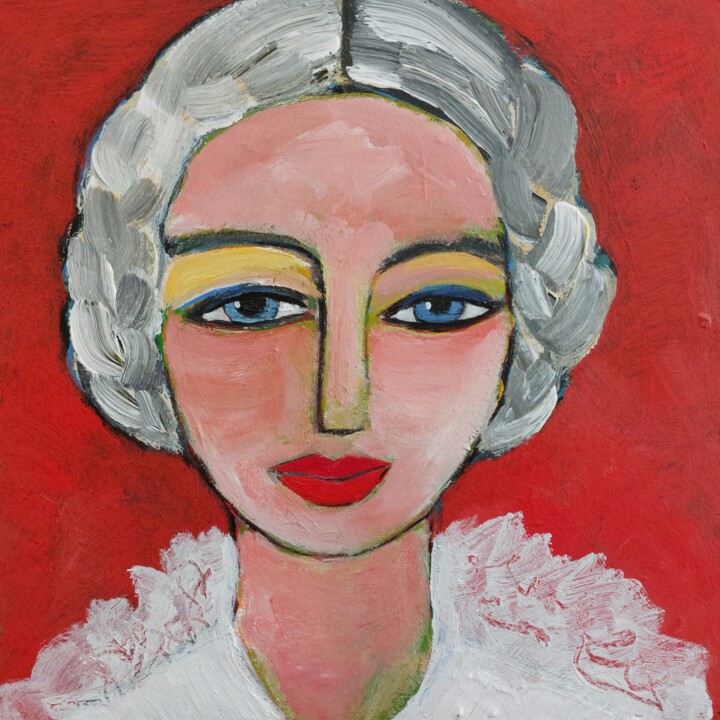 绘画 标题为“Girl with braids (2)” 由Nelly Van Nieuwenhuijzen, 原创艺术品, 丙烯 安装在木板上