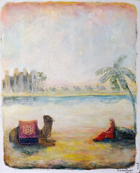 Caravan (Mirage) Schilderij, 21,7x17,7 in