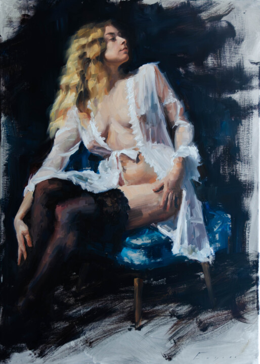 Velvet Repose 绘画, 27.6x19.7 in