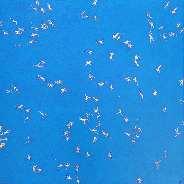 Ocean Swimming 2 绘画, 23.6x23.6 in