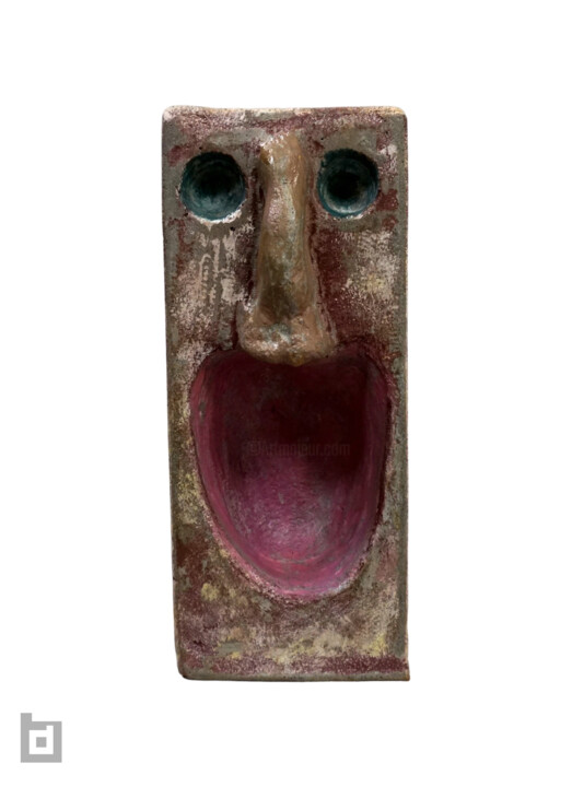 HUACAL BRUTALIST FACE Rzeźba, 8,7x3,5 in