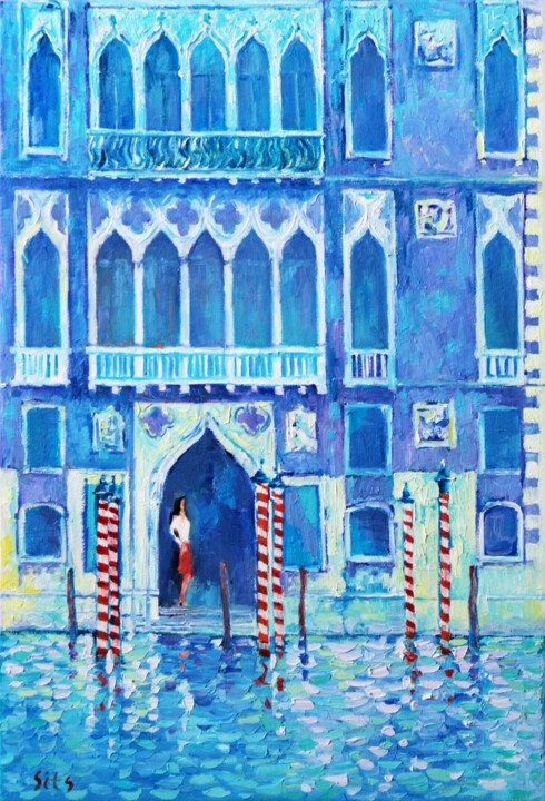 The Blue Light of Venice Pintura, 19,7x13,8 in