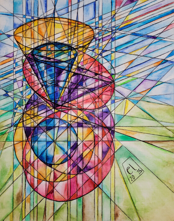Poinsot's Dancing Cones 绘画, 11.8x8.3 in