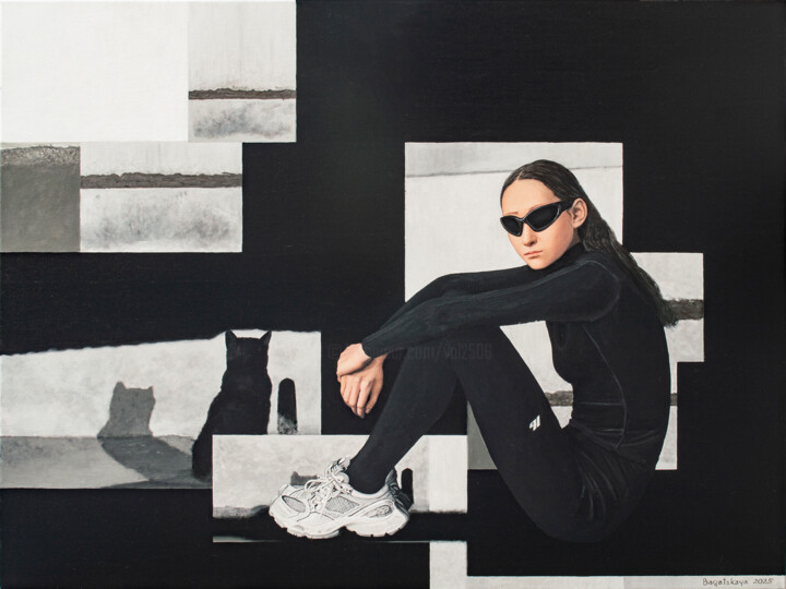 Schilderij getiteld "Fragmented Presence" door Nataliya Bagatskaya, Origineel Kunstwerk, Acryl