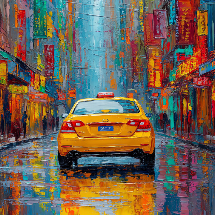 City Taxi 数字艺术, 27.6x27.6 in