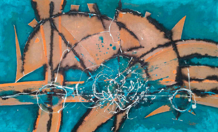 En el océano 绘画, 33.9x55.1 in