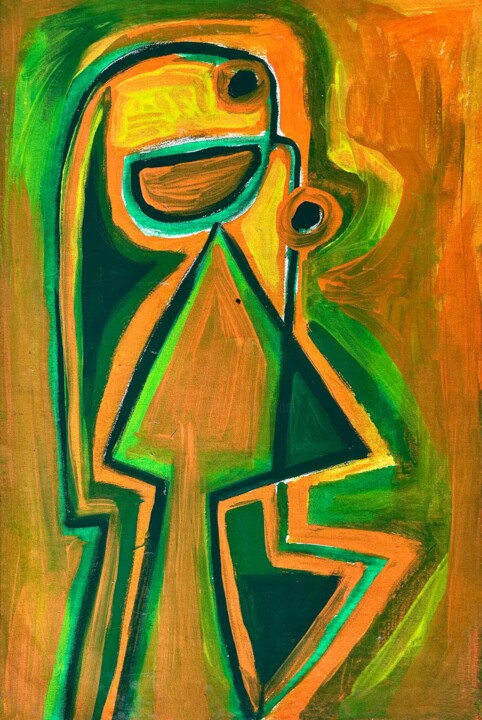 Personaje naranja con verde 绘画, 46.5x41.7 in