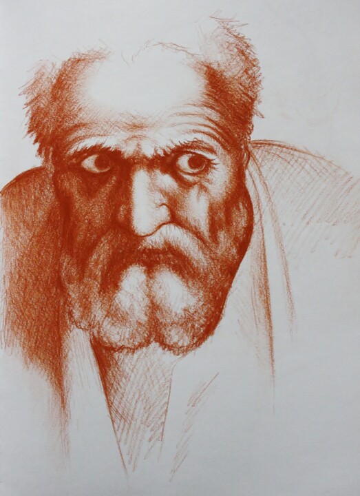 Drawing titled "Giacobbe - Da Miche…" by Rosario Iazzetta, Original Artwork, Conté