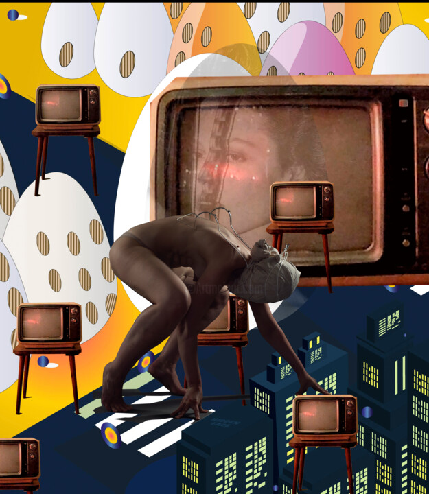 Arts numériques intitulée "1tkk \ Ghost town -…" par Leni Smoragdova, Œuvre d'art originale, Collage numérique Monté sur Alu…