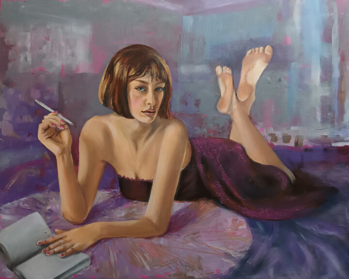 Painting titled "Nowy rozdział" by Maria Kucia-Albin, Original Artwork, Acrylic Mounted on Wood Stretcher frame