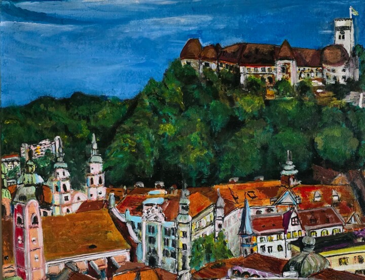 Obraz akrylowy pt. SŁOWENIA LJUBLIANA 绘画, 15.8x19.7 in