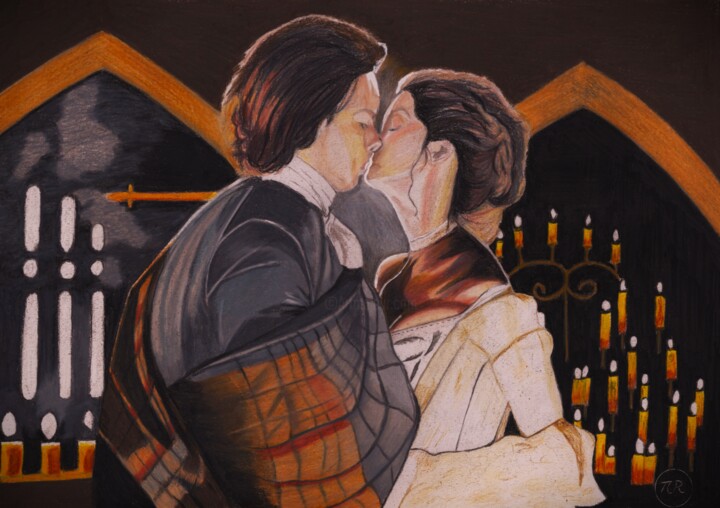 Dibujo titulada "Baiser écossais" por Pierre Bayet, Obra de arte original, Lápiz