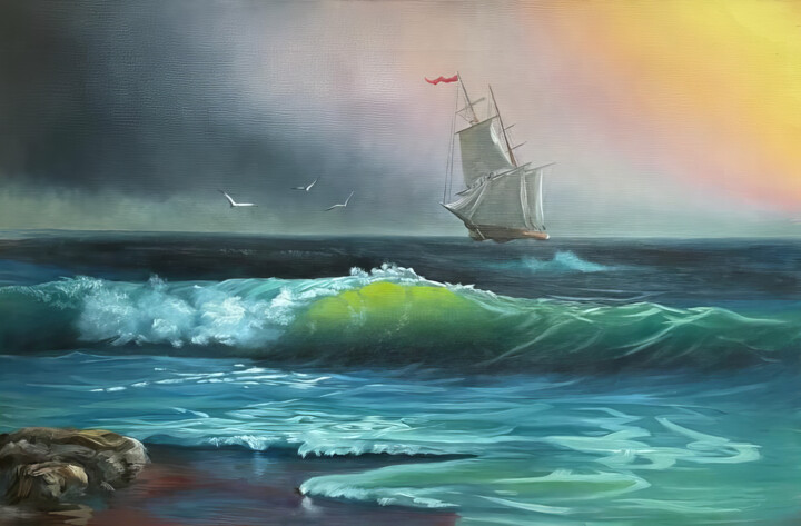 Resilience Amidst Nature's Tumultuous Dance Tablo, 24x37 in