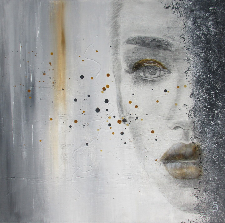 Schilderij getiteld "" Gelosia "" door Sonia Dumoulin, Origineel Kunstwerk, Acryl Gemonteerd op Frame voor houten brancard
