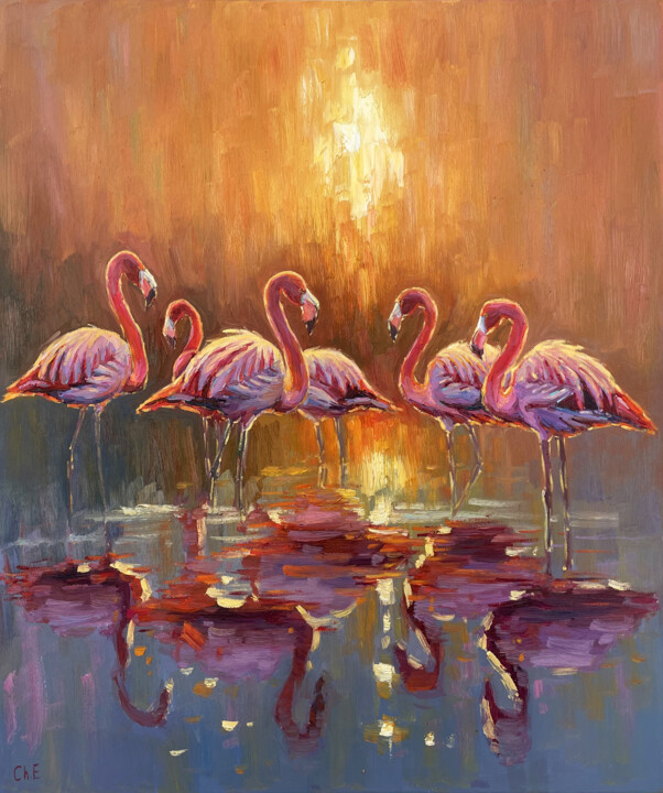 "Pink Flamingos" Tablo, 37,4x31,4 in