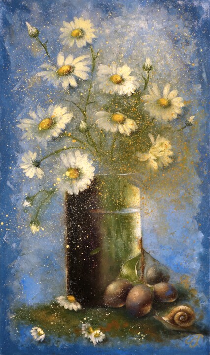 Series: Beloved daisies Painting, 27.6x15.8 in