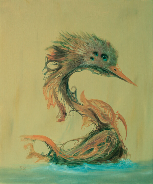 Ζωγραφική με τίτλο "Feathers of Enchant…" από Ed Schaap, Αυθεντικά έργα τέχνης, Λάδι