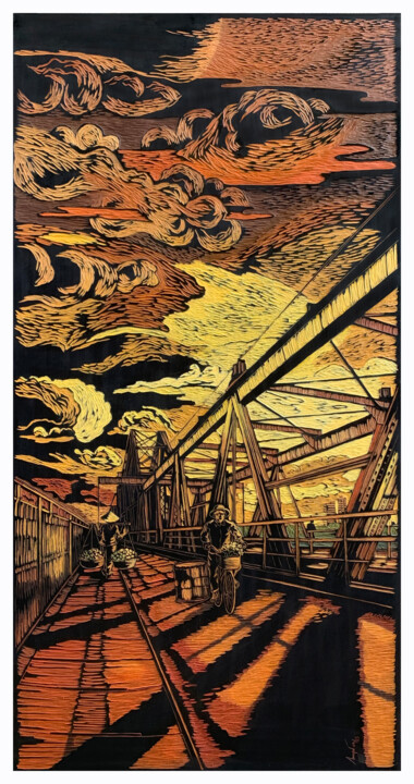Schilderij getiteld ""Dawn" (Rạng Đông)" door Nga Tran, Origineel Kunstwerk, Olie