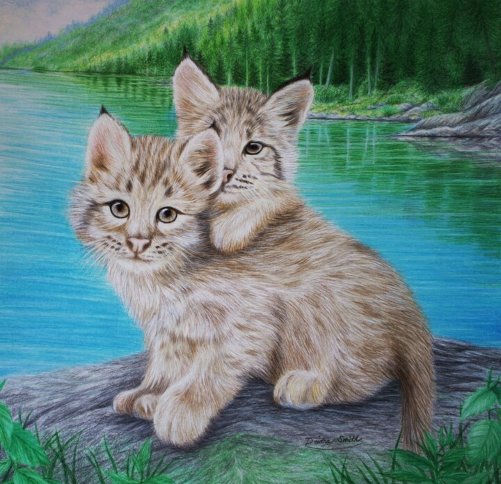 Drawing titled "Bobcat Brothers" by Deidra Smith, Original Artwork, Pencil