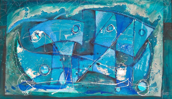 Baño en pareja 绘画, 26.4x48.2 in