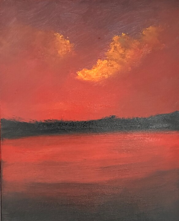 Painting titled "Cerise Edge" by Lee Davis, Original Artwork, Acrylic Mounted on Wood Stretcher frame