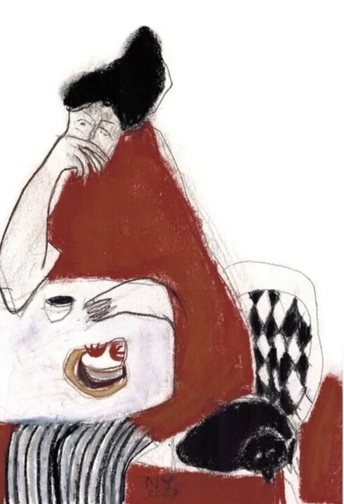 Drawing titled ""Women's Series " 0…" by Natalia Yanekina, Original Artwork, Pastel Mounted on Cardboard