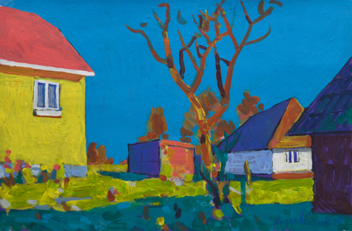 Painting titled "Evening. Autumn mot…" by Mykola Kozlovskyi, Original Artwork, Acrylic