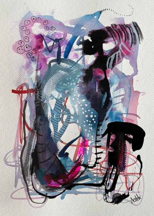 Drawing titled "Flushing" by Nathalia Leupen, Original Artwork, Watercolor