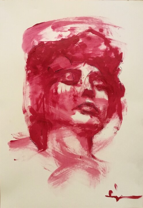 Red Monochrome 绘画, 13.4x9.5 in