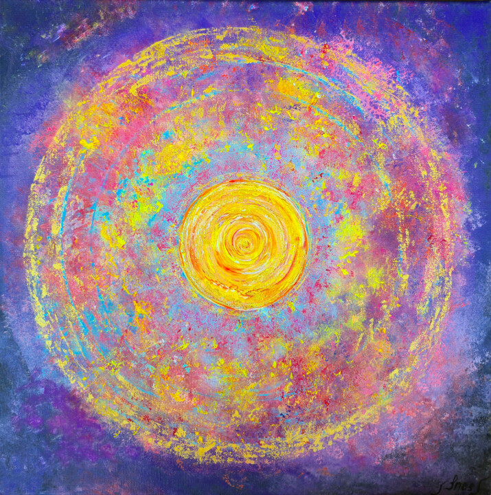Energy Vortex of Light – Soulful Acrylic Canvas Painting, 15.8x15.8 in