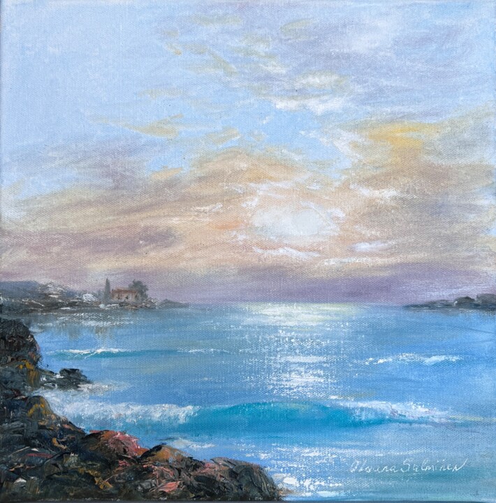 Painting titled "Romantic Morning" by Oksana Salminen, Original Artwork, Oil Mounted on Wood Stretcher frame
