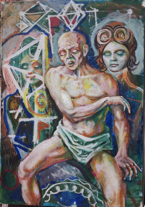 Painting titled "Lust and alhemy" by Zvonko Ciric, Original Artwork, Oil Mounted on Wood Panel