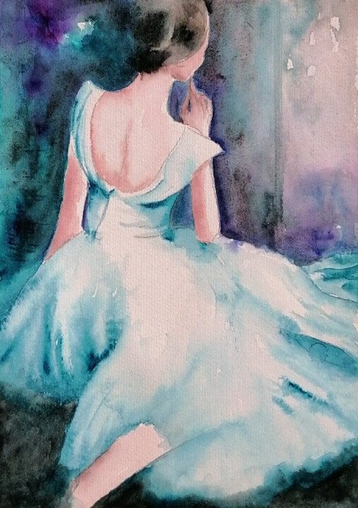 Painting titled "Ballet dancer 252" by Susana Zarate Harris, Original Artwork, Watercolor