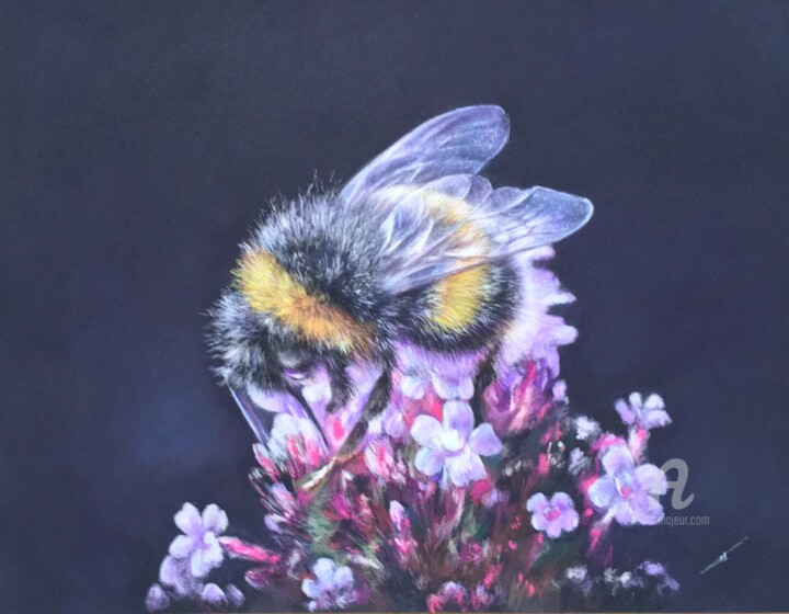 Painting titled "Bumblebee" by Irene_art, Original Artwork, Pastel