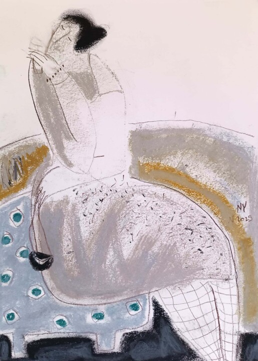Drawing titled ""Women's Seriе" 006" by Natalia Yanekina, Original Artwork, Pastel Mounted on Cardboard
