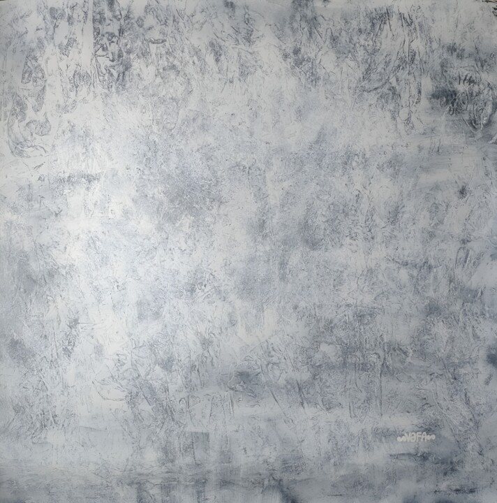 White Patterned Abstract. Foggy Forest Pittura, 30,7x30,3 in