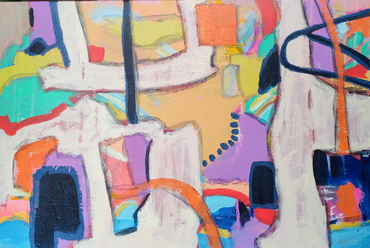 绘画 标题为“Abstract Acrylic Bi…” 由Natalya Volynska, 原创艺术品, 丙烯 安装在木质担架架上