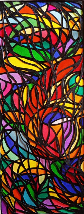 Pintura titulada "Impression vitrail…" por Dominique Jolivet, Obra de arte original, Acuarela