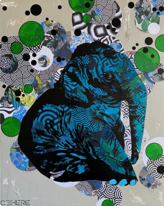 Blue elephant ! 绘画, 31.9x25.6 in