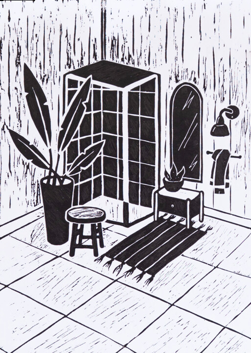 Just a tropical shower Printmaking, 23.2x16.5 in