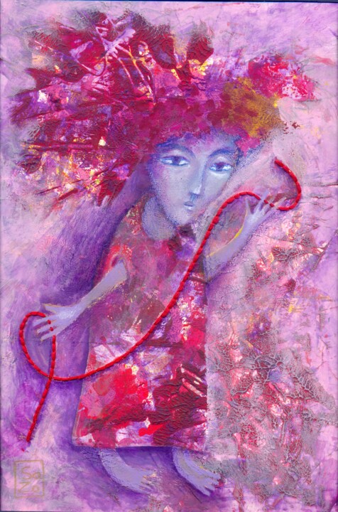 Schilderij getiteld "The Thread That Rem…" door So Zo, Origineel Kunstwerk, Acryl