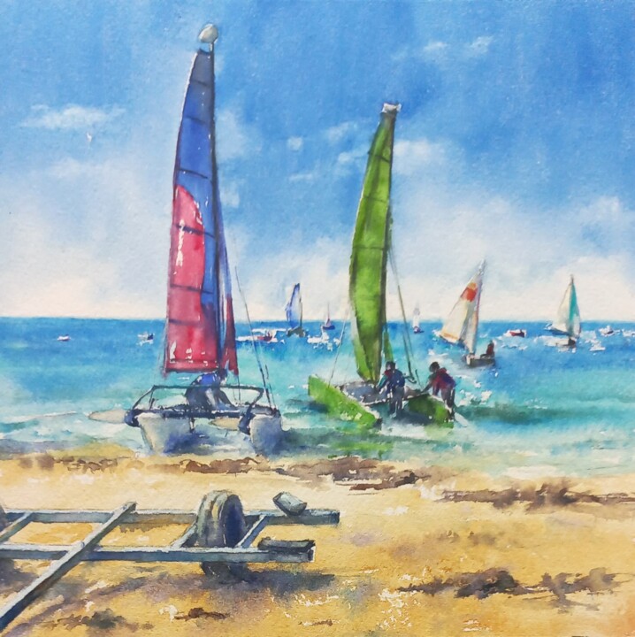 Un été à St Lunaire Tablo, 7,9x7,9 in