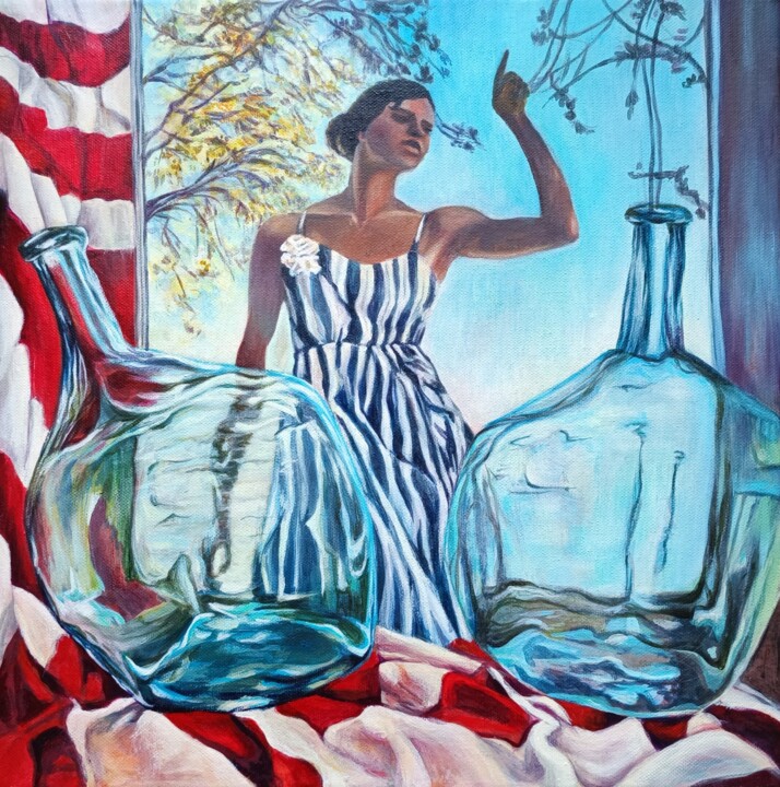 Painting titled "Inner Light" by Elena Gotovtseva, Original Artwork, Acrylic Mounted on Wood Stretcher frame