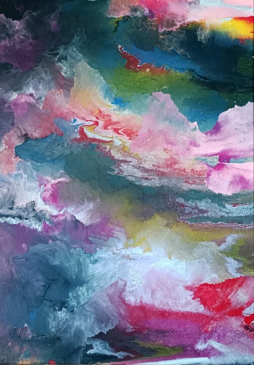Painting titled "The Birth of a Dream" by Elena Gotovtseva, Original Artwork, Acrylic Mounted on Wood Stretcher frame