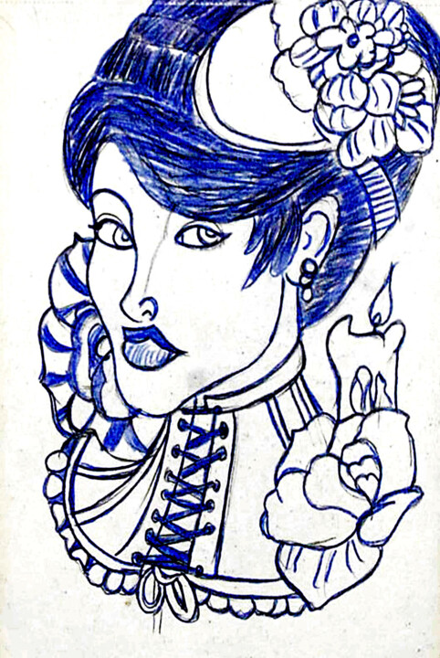 La femme à la rose 1 图画, 11.8x7.9 in